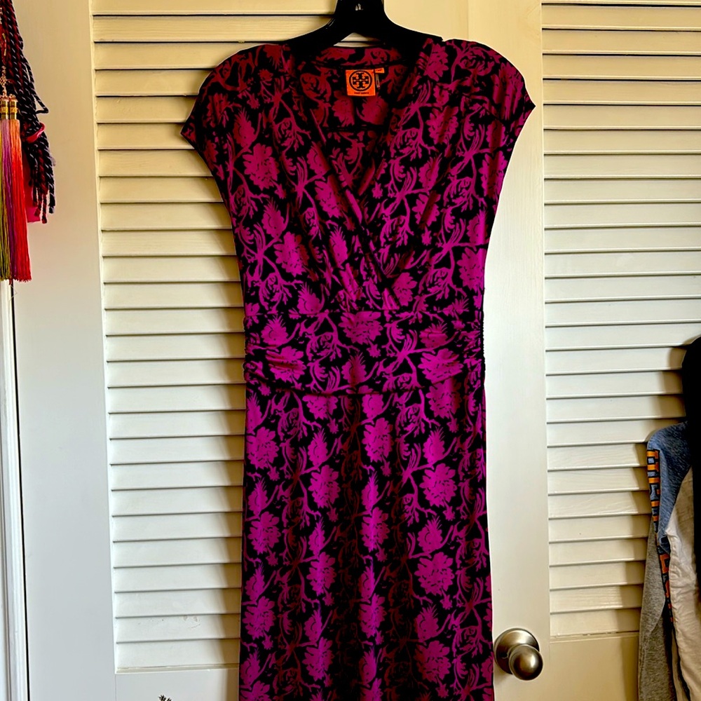 Tory Burch Magenta/Navy flower print dress